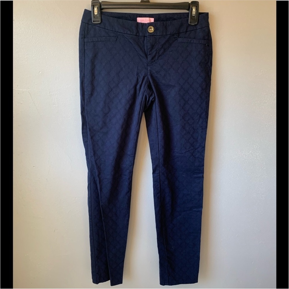 Lilly Pulitzer Kelly Skinny Dark Blue Textured Pants
